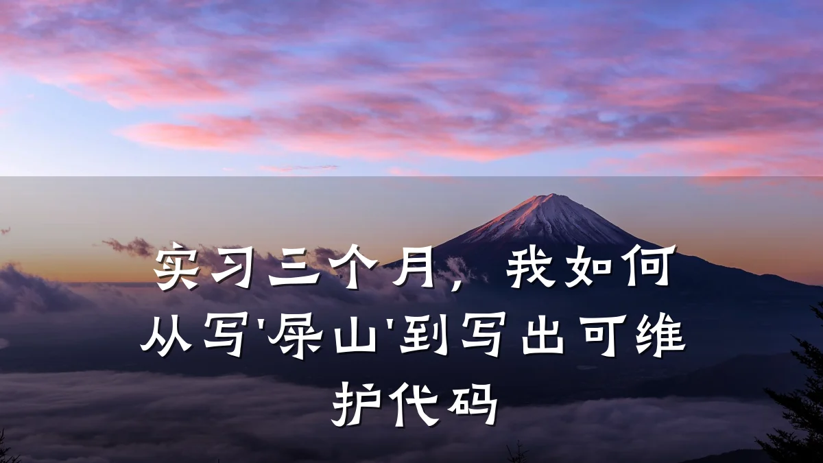 实习三个月,我如何从写'屎山'到写出可维护代码